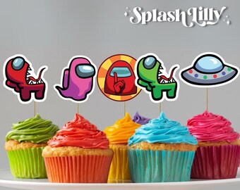 Among Us Cupcake Topper, Sticker, Party Decoration, Instant Download ...