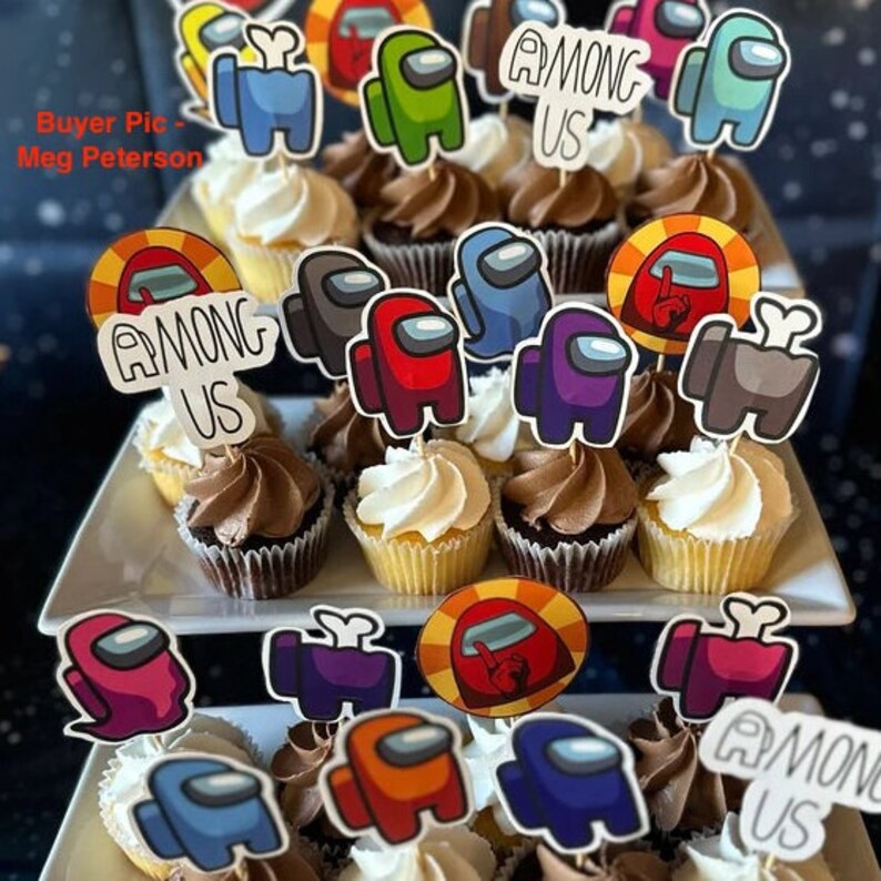 Among Us Cupcake Topper, Sticker, Party Decoration, Instant Download ...