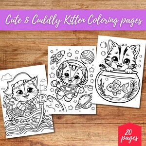 20 Cute Kitten Coloring Pages, Printable Cat Coloring Sheets For Kids, Fun Creative Activity, Digital Download, Gift For Cat Lovers