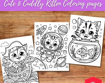 20 Cute Kitten Coloring Pages, Printable Cat Coloring Sheets For Kids, Fun Creative Activity, Digital Download, Gift For Cat Lovers