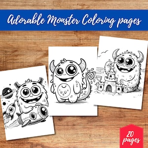 20 Printable Monster Coloring Pages For Kids, Cute Halloween Creatures, Fun Activity For Toddlers And Preschoolers, Instant Download
