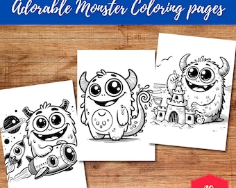 20 Printable Monster Coloring Pages For Kids, Cute Halloween Creatures, Fun Activity For Toddlers And Preschoolers, Instant Download