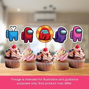 Among Us Cupcake Topper, Sticker, Party Decoration, Instant Download, Printable