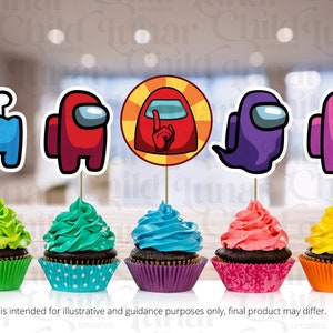 Among Us Cupcake Topper Sticker Party Decoration Instant - Etsy