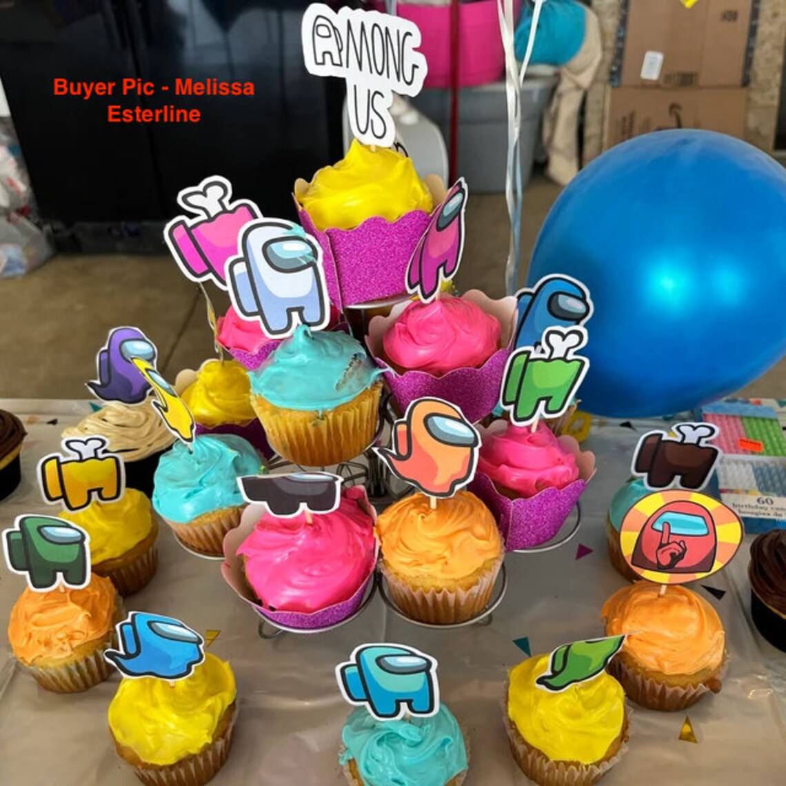 Among Us Cupcake Topper, Sticker, Party Decoration, Instant Download ...