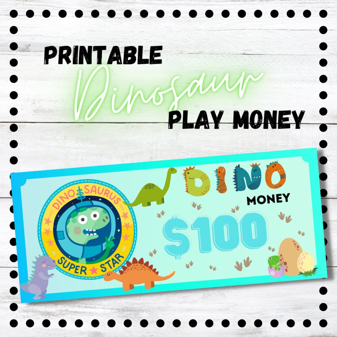 Printable Dinosaur Kids Pretend Play Money - Etsy