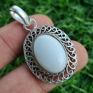 925 plated gemstone pendant, stone pendant, DENDRITE OPAL  pendant, fashion pendant, wedding gift, valentine gift, gift for him,gift for her