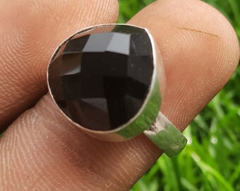 De Luxe Vintage Rock Style Black Topaz Gems Noir Plaqué Or Double Ring SZ 6-10 De Luxe Vintage Rock Style Black Topaz Gems Noir Plaqué Or Double Ring SZ 6-10