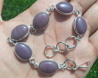 Natural Amethyst Bracelet, Gemstone Bracelet, Designer Bracelet, 925 Sterling Silver Plated Bracelet Size 10&quot;