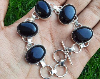 Natural Amethyst Bracelet, Gemstone Bracelet, Designer Bracelet, 925 Sterling Silver Plated Bracelet Size 10&quot;