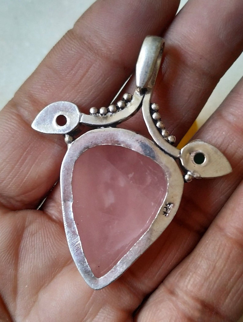 925 silver plated stone pendant,highly demanded gemstone pendant,wedding gift,ROSE QUARTZ pendant,fashion pendant,gift for her,love SALE!