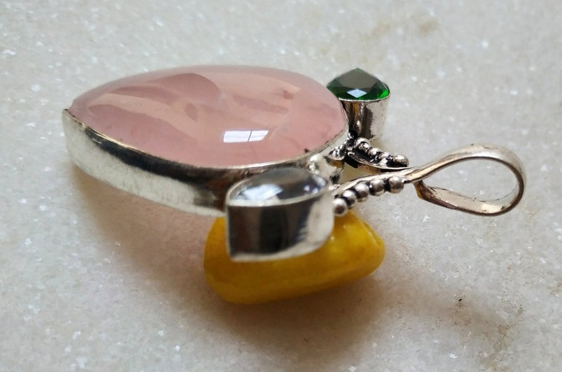 925 silver plated stone pendant,highly demanded gemstone pendant,wedding gift,ROSE QUARTZ pendant,fashion pendant,gift for her,love SALE!