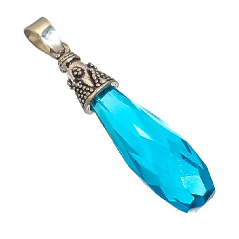 FACETED BLUE TOPAZ gemstone handmade jewelry pendant 1.70 | Etsy