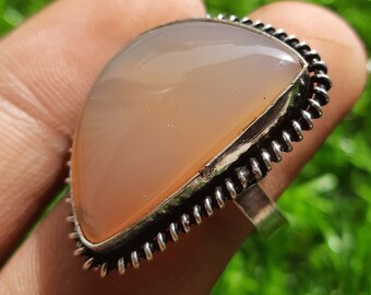 Natural Opal Ring, Ethnic Jewelry Handmade Gemstone Ring, Vintage Jewelry Ring, 925 Sterling Silver Plated Jewelry, Adjustable