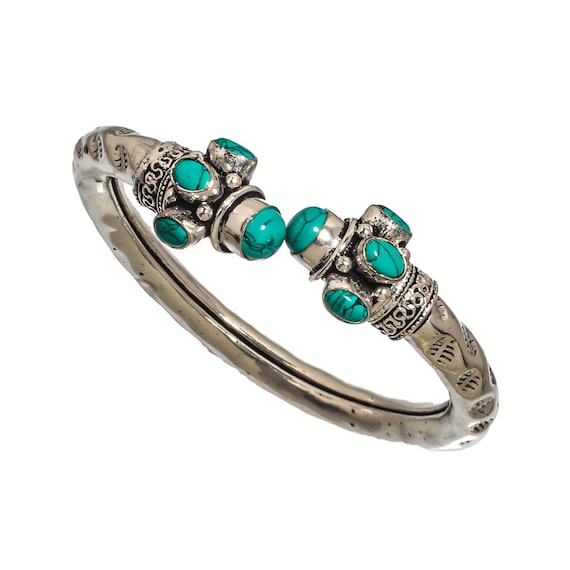 アクセサリー Indian Jewelry Silver Turquoise Bangle Bangle Bracelet, Indian Traditional Kada, TURQUOISE Bangle