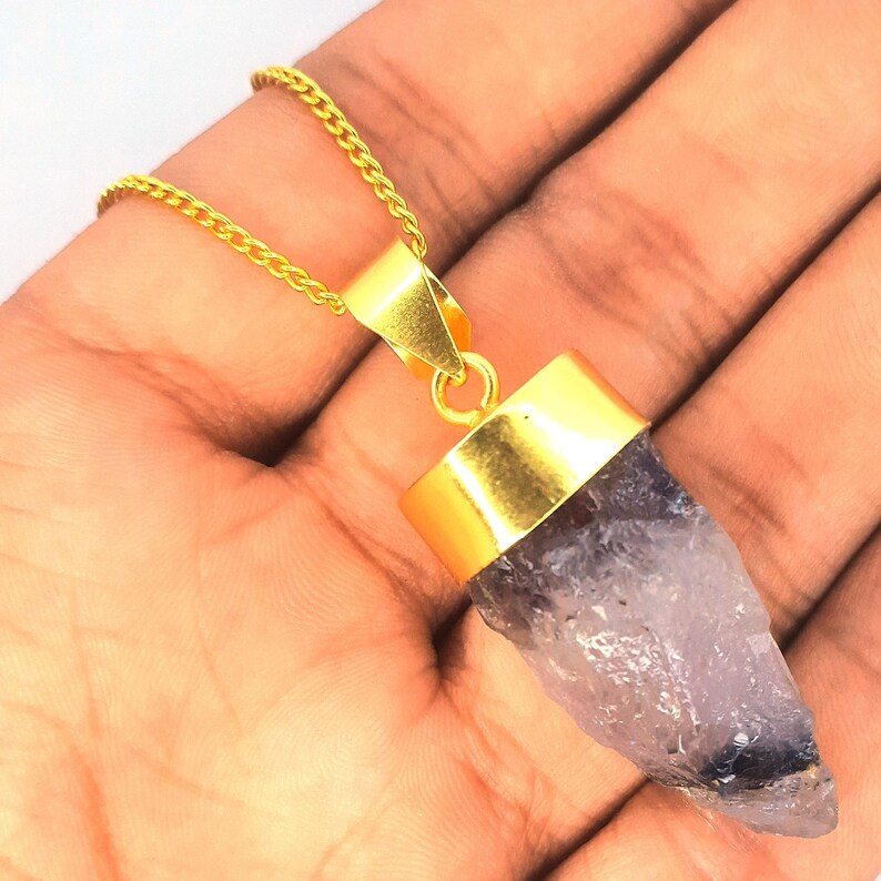 Gold Plated Druzzy Stone Chain Pendant Cute Chain Pendant Etsy