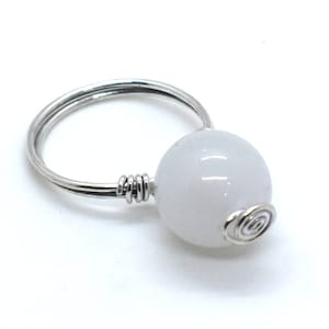 Natural White Opal,Wire Wrapped Ring,Ethnic Jewelry Handmade Gemstone Ring,Vintage Jewelry Ring,Silver Plated Jewelry,Size- 5.5