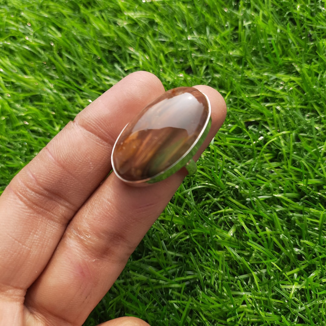 Camel Jasper Ring: Ethnic 925 Sterling Silver Plated Ring, Size 7 - Etsy