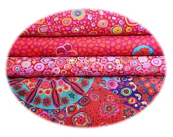 0,3m Kaffe Fassett Classics (23,30 EUR/m), Patchworkstoff Rottöne, Millefiore, Paperweight...(FreeSpirit Fabrics)