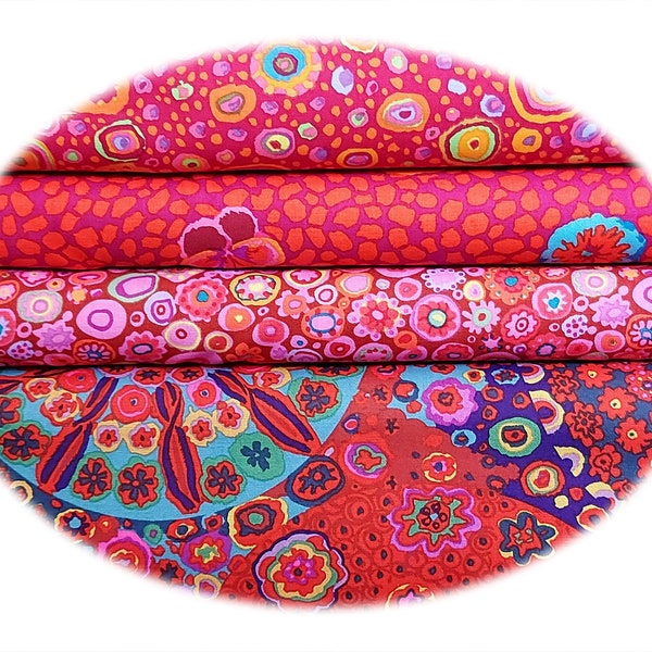 0,3m Kaffe Fassett Classics (23,30 EUR/m), Patchworkstoff Rottöne, Millefiore, Paperweight...(FreeSpirit Fabrics)