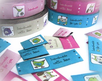 1m Webband handmade Vogelfreunde, Snailfactory, Label