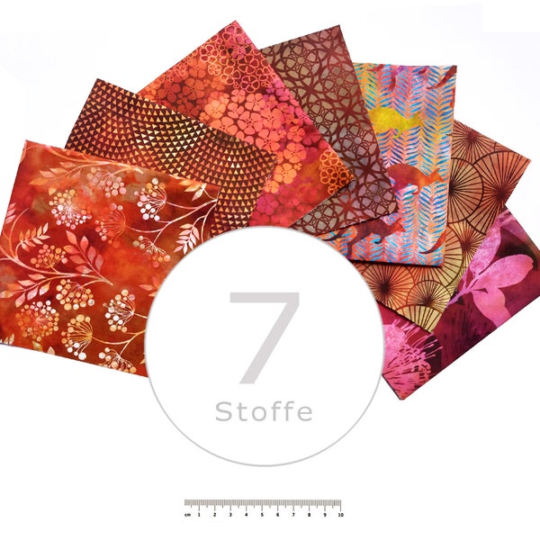 Stoffpaket 7 Stoffe Jason Yenter, rotbraun, rot, In The Beginning Fabrics