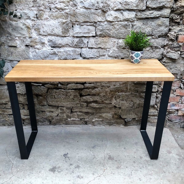 Console table solid wood oak - side table industry design loft lounge console vintage shabby chick steel table legs