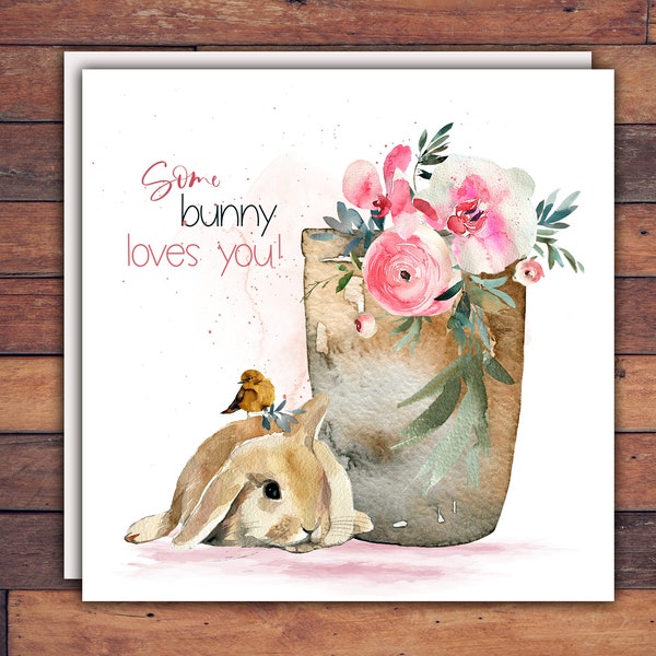 Some Bunny Loves You, Anniversary, Valentine's Day, Children's Card, Gift, Husband, Wife, Boyfriend, Girlfriend, Friendship, Artistic