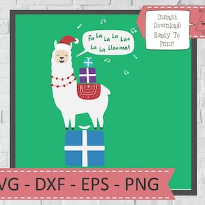 dxf Christmas llama SVG cute llama svg llama in santa hat llama svg eps clipart christmas svg printable christmas decor png
