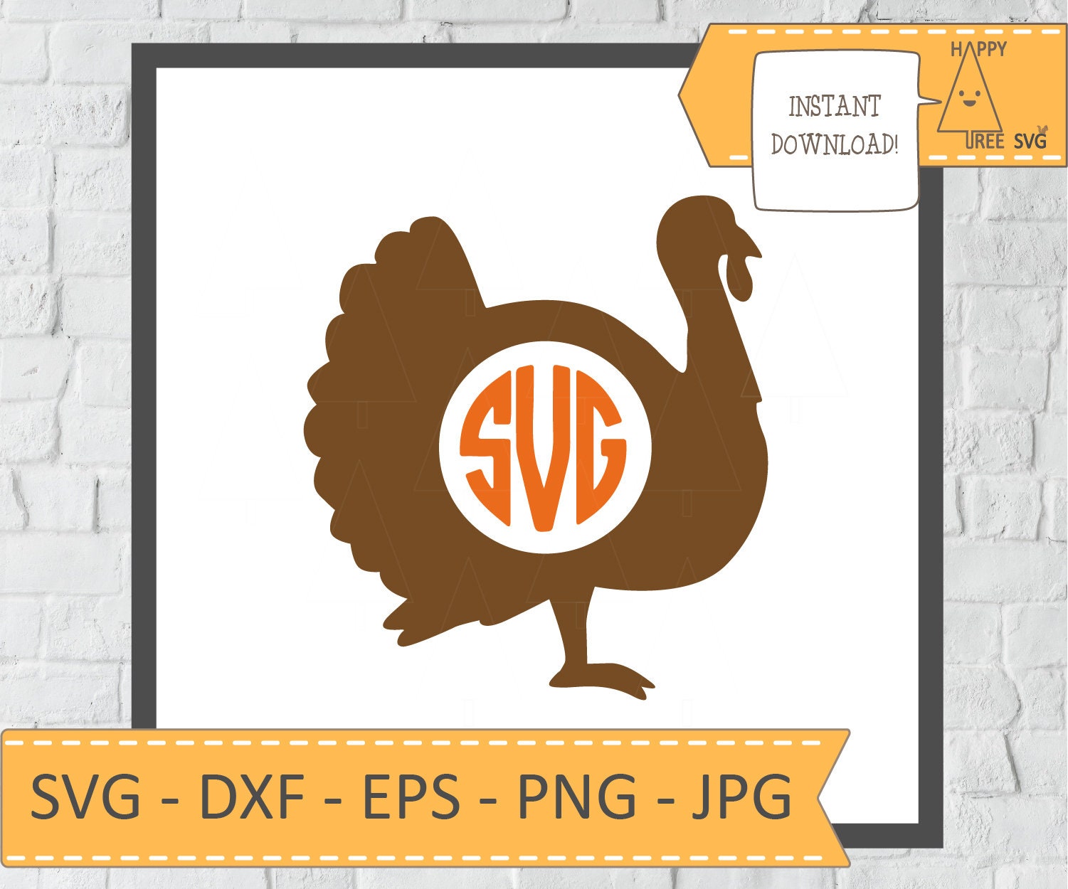 Download Turkey Monogram Svg Thanksgiving Svg Turkey Svg Dxf Eps Etsy
