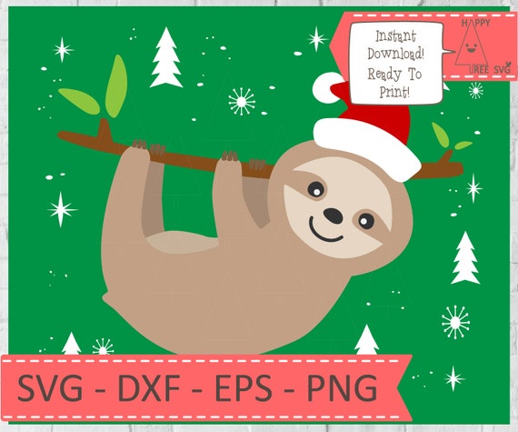 Download Christmas Sloth Svg Sloth Svg Sloth On Branch Svg Dxf Png Etsy