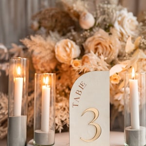 Elfenbein Samt Tischnummern, Gold Acryl und Elfenbein Zeichen, Gold Plexi Tischnummern, Luxus Hochzeit Tischdekoration, Goldene Tischnummer, IvS