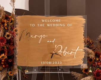 Clear & Gold Modern Wedding Welcome Sign 3d Transparent Welcome Signage, Welcome to Our Wedding Sign, Boho Golden Reception Signage, ACG2