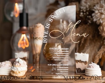 Acrylic Half Arch Dessert menu, Clear Acrylic gold Candy Bar Sign, Gold Plexi Table Arch Menu, Wedding Signage Golden, ldP