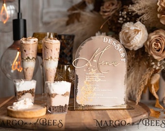 Acrylic Arch Deessert menu, Clear Acrylic gold Candy Bar Sign, Gold Plexi Table Arch Menu, Luxury Wedding Table Decor,ldP