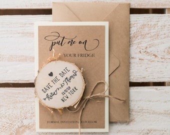 Personalised Rustic Save The Date Cards Wood Magnet, Save The Date Card Magnets Wooden Fridge Magnet, Barn Wedding Save our Date Card Magent