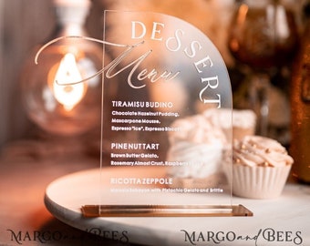 Acrylic Arch Dressert menu, Clear Acrylic gold Candy Bar Sign, Gold Plexi Table Arch Menu, Luxury Wedding Table Decor, dArch