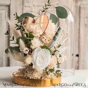 XXL Geschenkschachtel für Geld Geldgeschenk zur Hochzeit mit Strauß aus Trockenblumen personalisiert Reagenzglas für Geld gift box for money