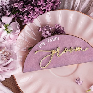 Moderne Mauve Arch Place Card met of zonder standaard, Premium Wedding Seat Cards, Luxury Seating Card, Gold 3D Guest Names, Editable Text, MvS