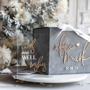 Gift Card Box & Sign Set, Velvet grey wedding wishing well money gift card box, Grey Luxury Card Box, Grey Wedding Money Box, VelGr