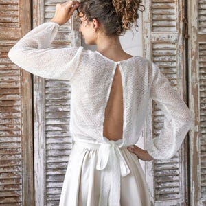 White Velvet Wedding bolero long sleeve Shrug Wedding, Bridal Backless Cover, Jacket for Bride, Velvet Bridal Blouse Bridal Shrug, open back