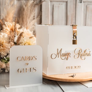 Elegante conjunto de casamento Frozen caixa de cartão de acrílico com cadeado e assinar cartões e presentes, caixa de cartão de casamento personalizada, porta-cartão de casamento, ACCFR