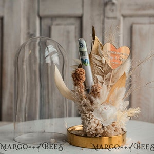 Geschenkschachtel für Geld Geldgeschenk zur Hochzeit mit Strauß aus Trockenblumen personalisiert Geschenk für Brautpaar Reagenzglas für Geld