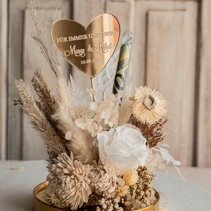 XXL Geschenkschachtel für Geld Geldgeschenk zur Hochzeit mit Strauß aus Trockenblumen personalisiert Reagenzglas für Geld gift box for money