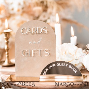 Letreros acrílicos dorados para tarjetas y libros de visitas con soporte, letrero de mesa de terciopelo beige dorado, letrero de regalo de terciopelo, decoración de mesa de boda de lujo, BVpx1