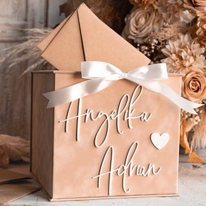 Personalized Wedding Card Box, Velvet White gift Card Box, Wedding wishing well Box with Lid, Wedding Money Box, Wedding Card Holder, BVpx1