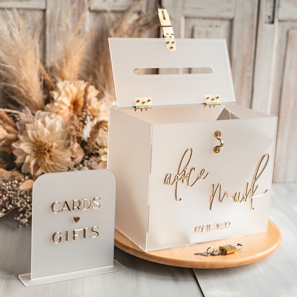 Elegant Frozen wedding Set acrylic card box with Lock and sign cards & gifts, Personalized Wedding Card Box, Wedding Card Holder, ACCFR