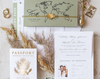 Tuscany Passport Wedding Invitation, Destination Greece Wedding, Passport Invite, Wedding Invites Map Ticket Invitation Set, Travel Invites