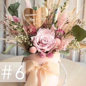 XXL Geschenkschachtel für Geld Geldgeschenk zur Hochzeit mit Strauß aus Trockenblumen personalisiert Reagenzglas für Geld gift box for money image 6