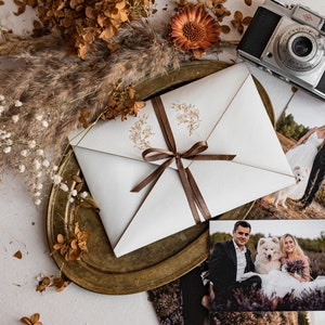 Customized Leather Envelope for Photos, velvet Case Prints 5x7, Packaging for Wedding and Family Photographers